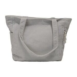 Corduroy‎ Tote Medium Off White Zip Lined Soft Casual Boho Beach Nautical